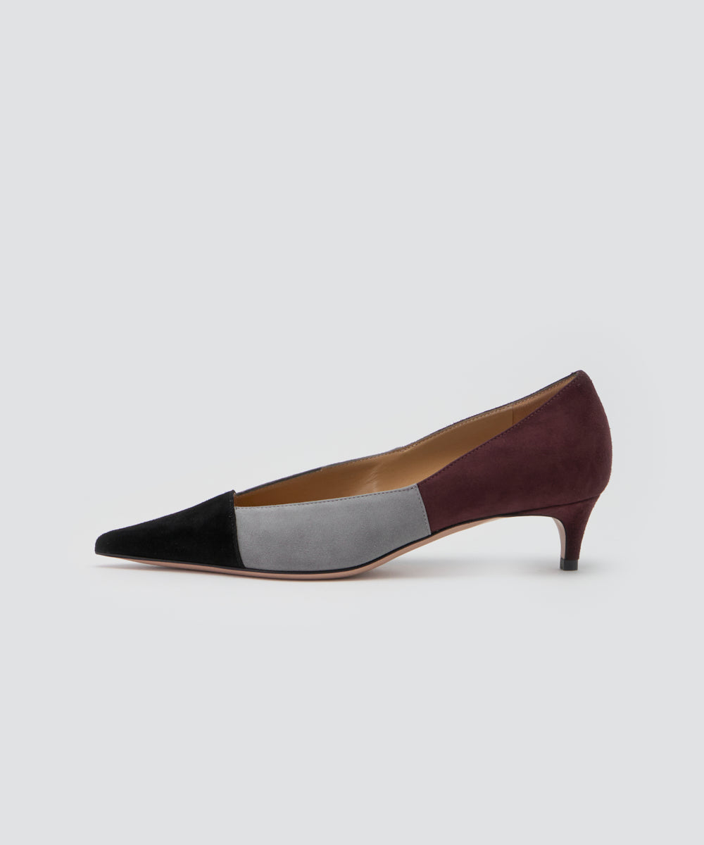 PELLICO | スウェード カラーブロック パンプス 3.5cm BLACK
