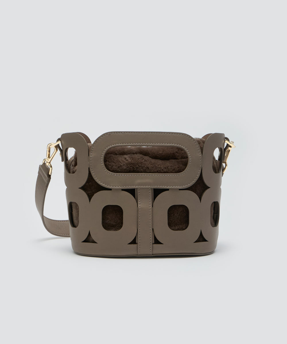 PELLICO BAG | ANELLI HANDLES MINI WITH FUR バッグ EARTH - アマン