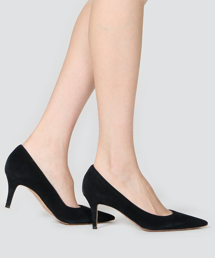 PELLICO 黒 スエード パンプス 34 PELLICO スウェード パンプス 6.5cm BLACK パンプス AMAN ONLINE