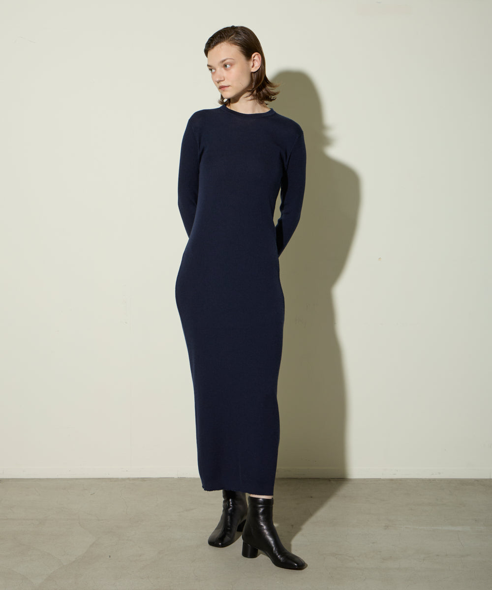 MERRICK リブクルーネックワンピース