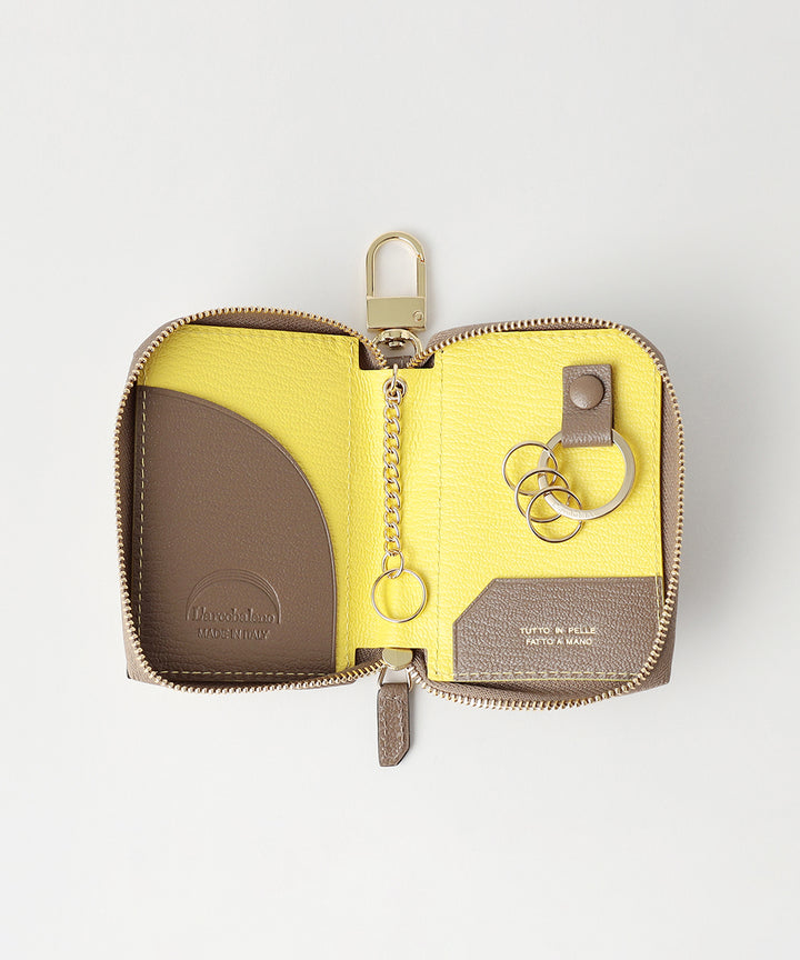 ラルコバレーノ スマートWキーケース レディース メンズ GRAY*YELLOW L'arcobaleno | スマートW キーケース - アマンオンラインストア