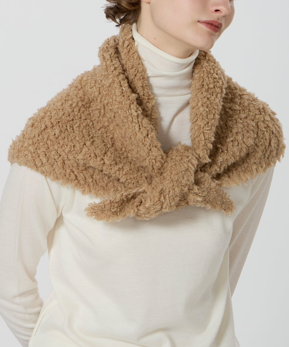 ASAUCE MELER アソースメレ トライアングル テディ ニット ストール ASAUCE MELER | テディベアヤーン トライアングルニットストール