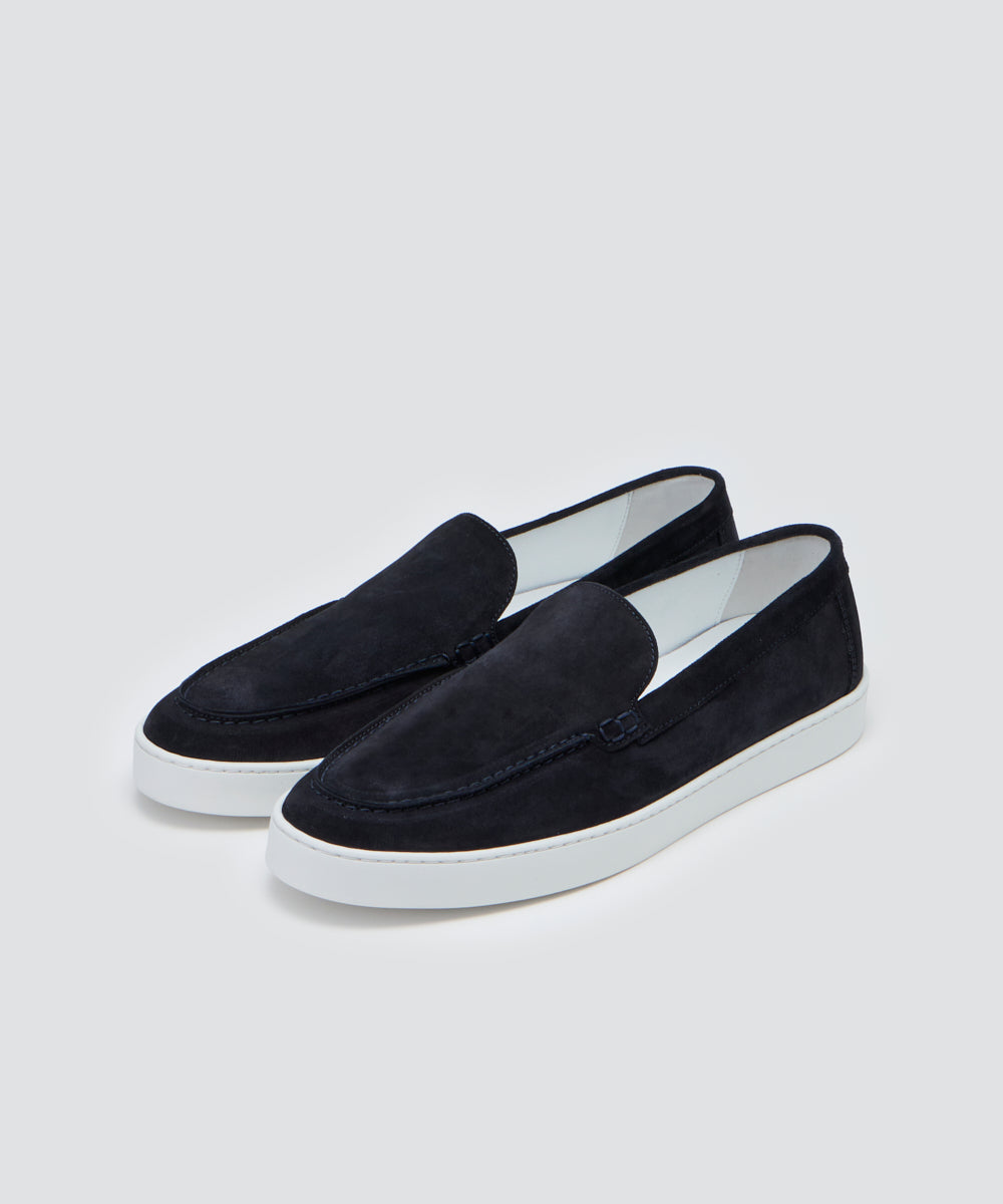 BARTEX メンズ スウェード スリッポン 2.5cm NAVY