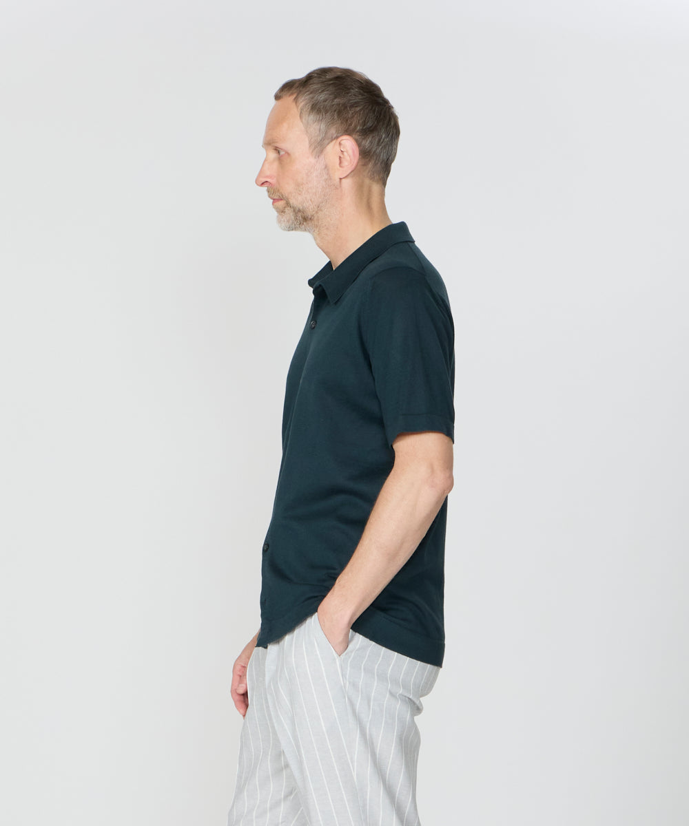 JOHN SMEDLEY | FOLKE 半袖オープンカラーニット - アマン