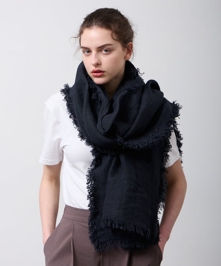 ASAUCE MELER | ベルギーリネンフリンジストール - アマンオンライン