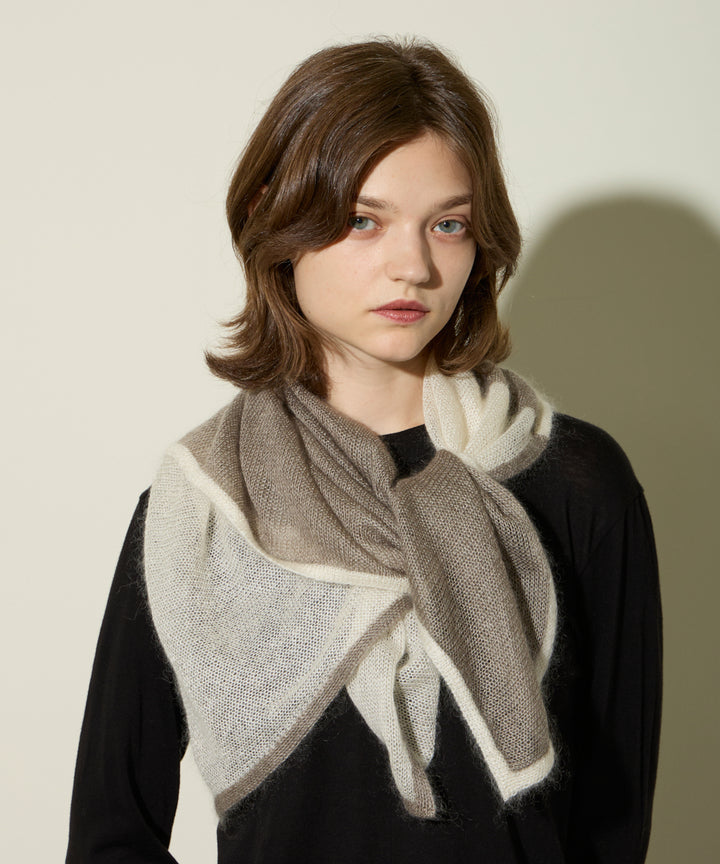 ASAUCE MELER | モヘヤシルクヘアリーブロッキングスカーフ - アマン