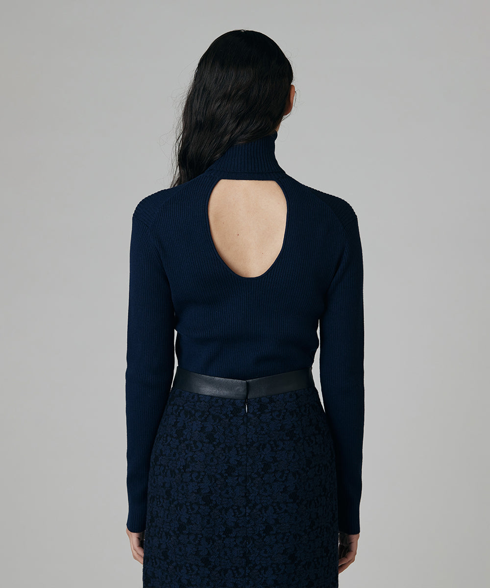 BACK HOLE RIB TURTLE NECK | バックホール リブ タートルネック