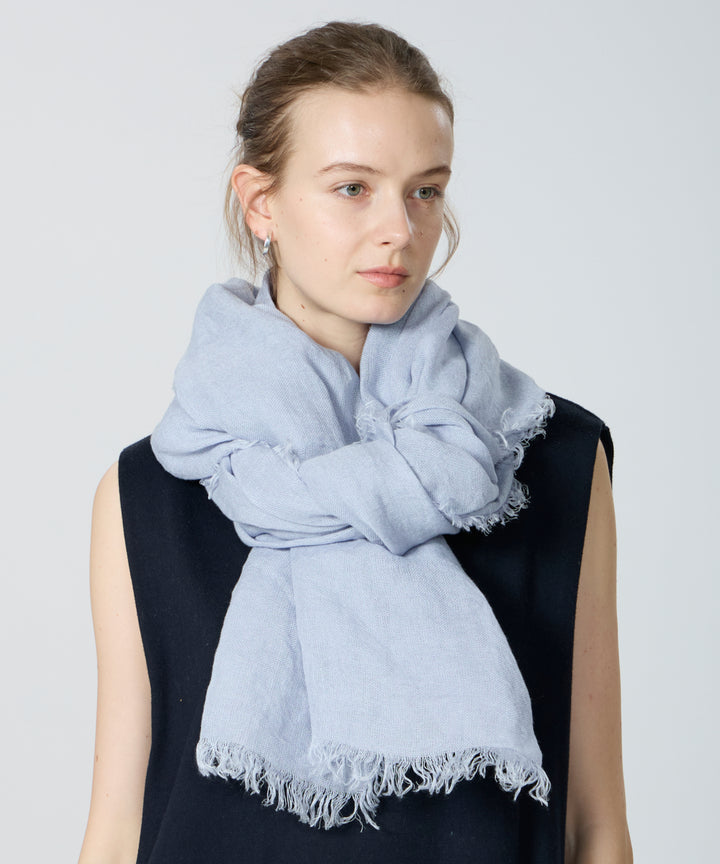 フランダース産 リネンガーゼストール ZenBlue (ブルー)