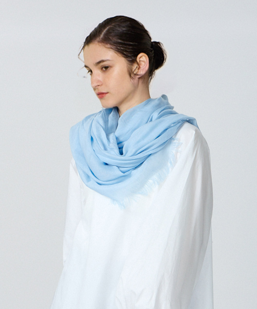 リネンモダールシルクメランジュ ソリッドスクエアストール Patriot Blue