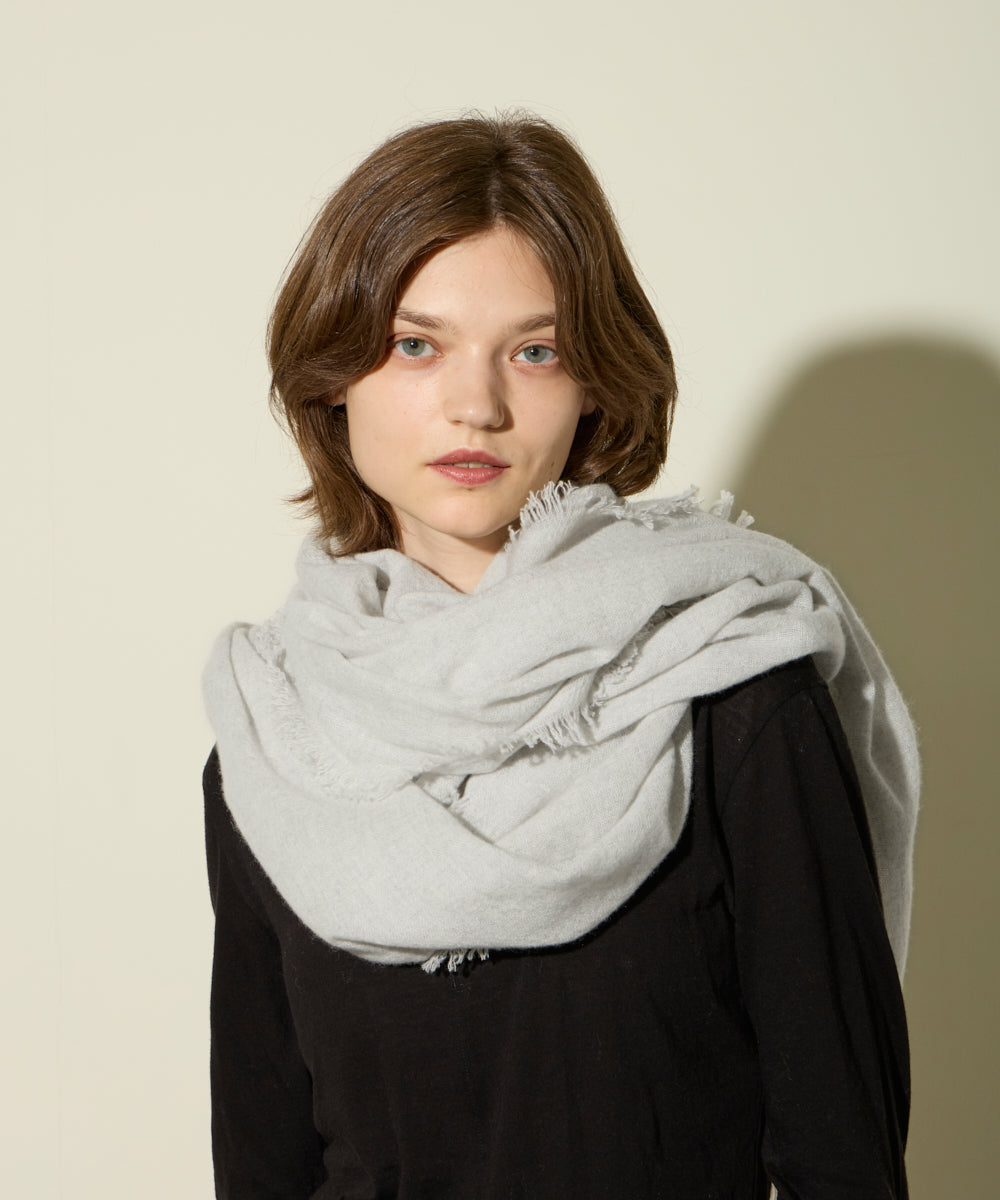 クリスマス限定値下げ【ASAUCE MELER】レザートリミングカシミアストール クリスマス限定値下げ【ASAUCE MELER】レザートリミングカシミア