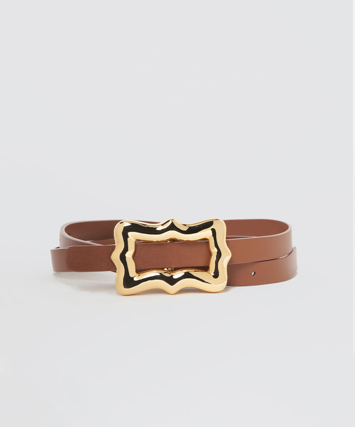 RIBBON バックル ベルト GOLDXBROWN