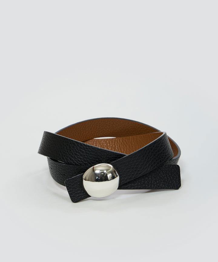 BALLバックル ベルト SILVER/BLACK×BROWN (シルバーブラックブラウン)