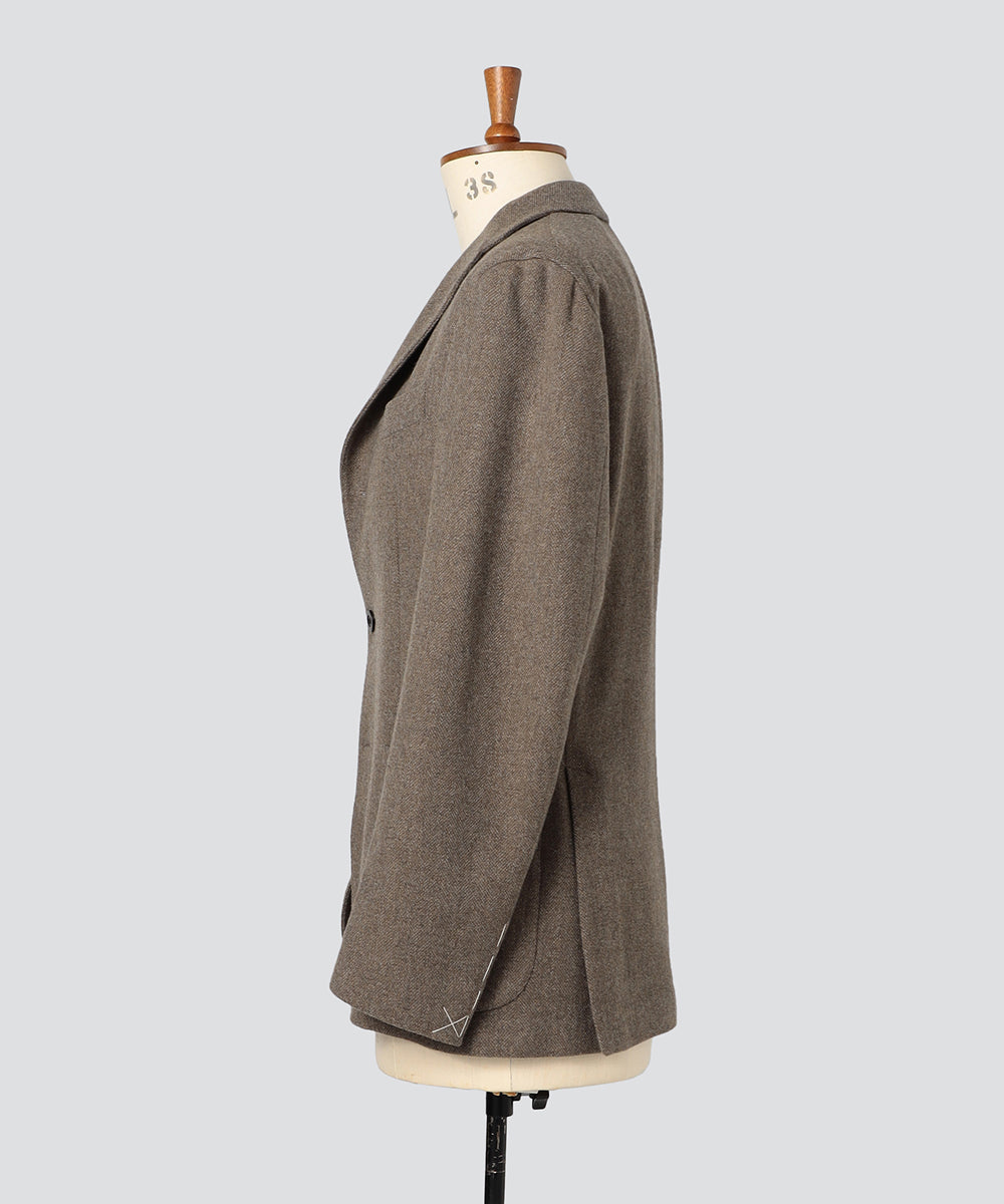 <美品>BOGLIOLI dover ブラウン ウールカシミヤ ジャケット 46 BOGLIOLI ウールカシミヤヘリンボーン3Bシングルジャケット