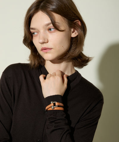 Small Buckle x Leather 2連 ブレスレット