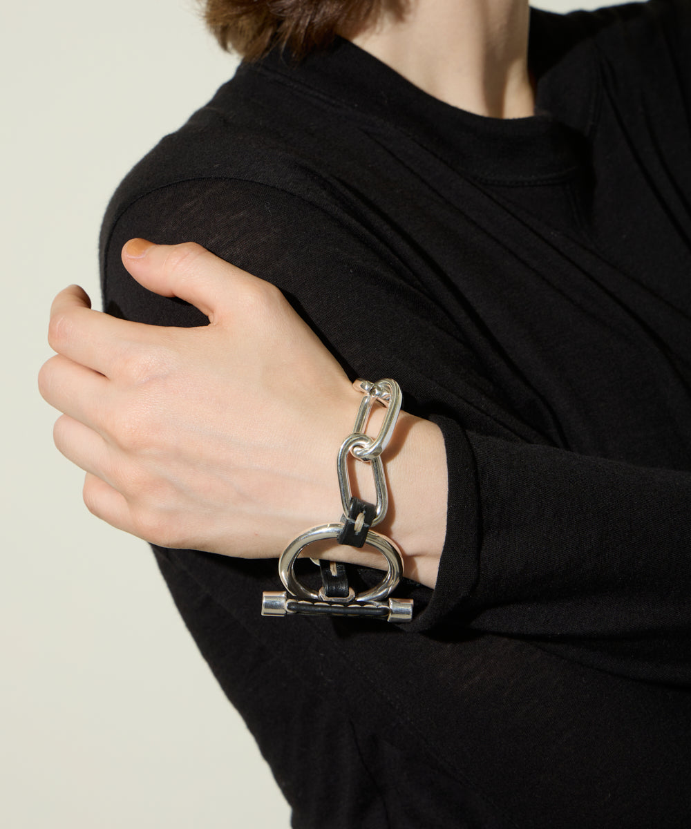 Chain x Leather ブレスレット