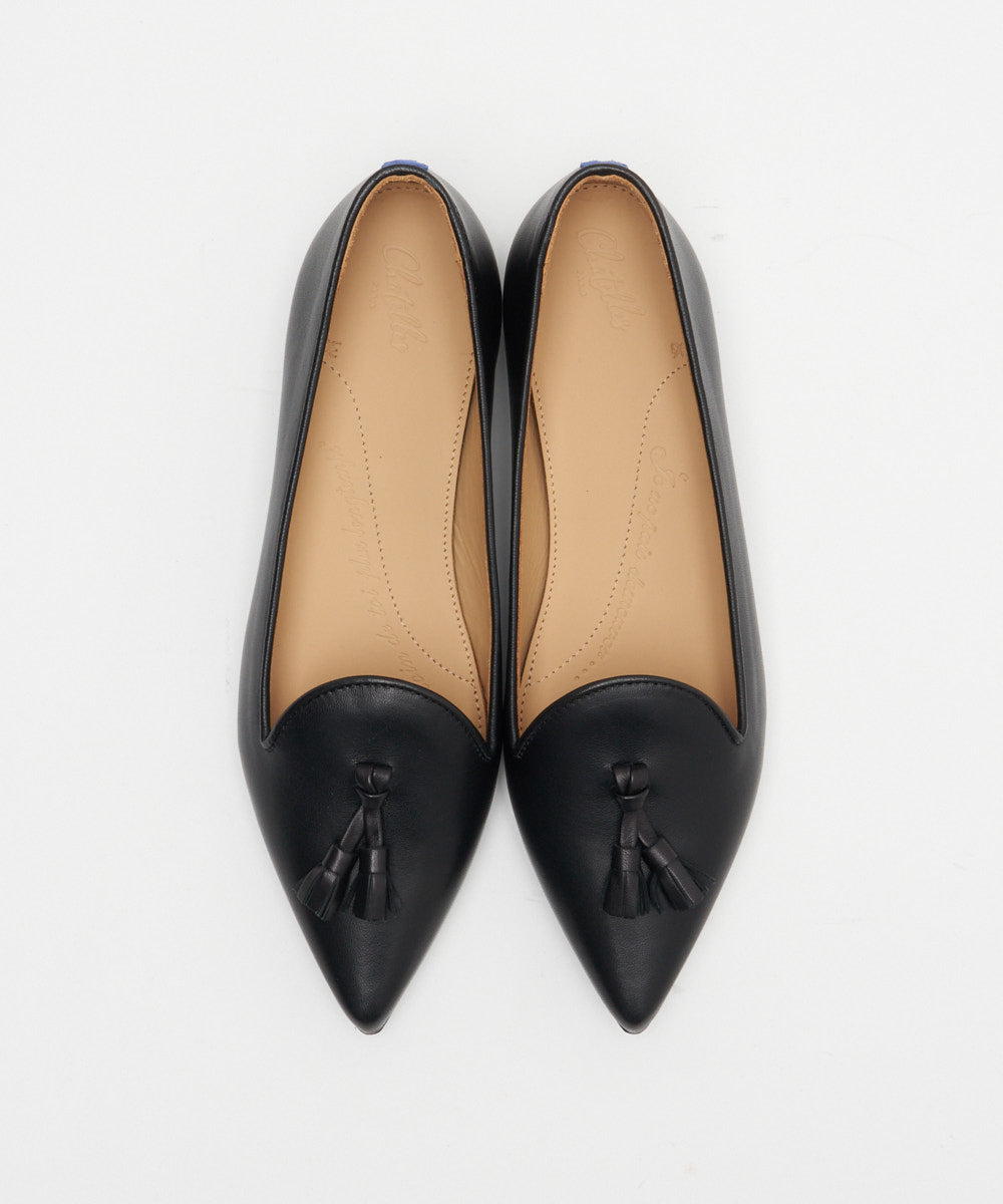 Chatelles 黒 ポインテッドトゥ シューズ Chatelles | Francois Pointy Black Leather - アマンオンラインストア