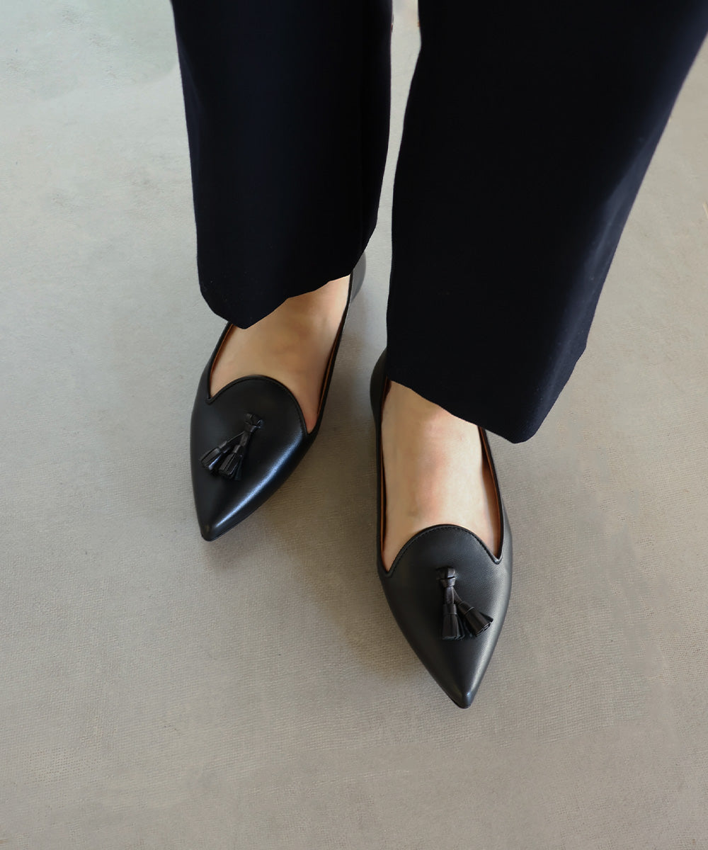 Chatelles | Francois Pointy Black Leather - アマンオンライン