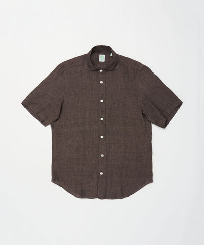Finamore ボタンダウンシャツ 14-36 ブラウン コットン アマン finamore – AMAN ONLINE STORE
