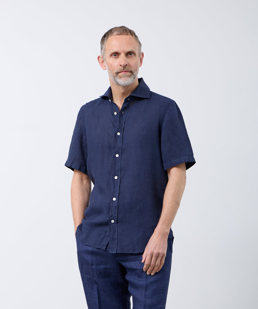 Finamore | PANTELLERIA リネン半袖シャツ C0650 - アマンオンライン