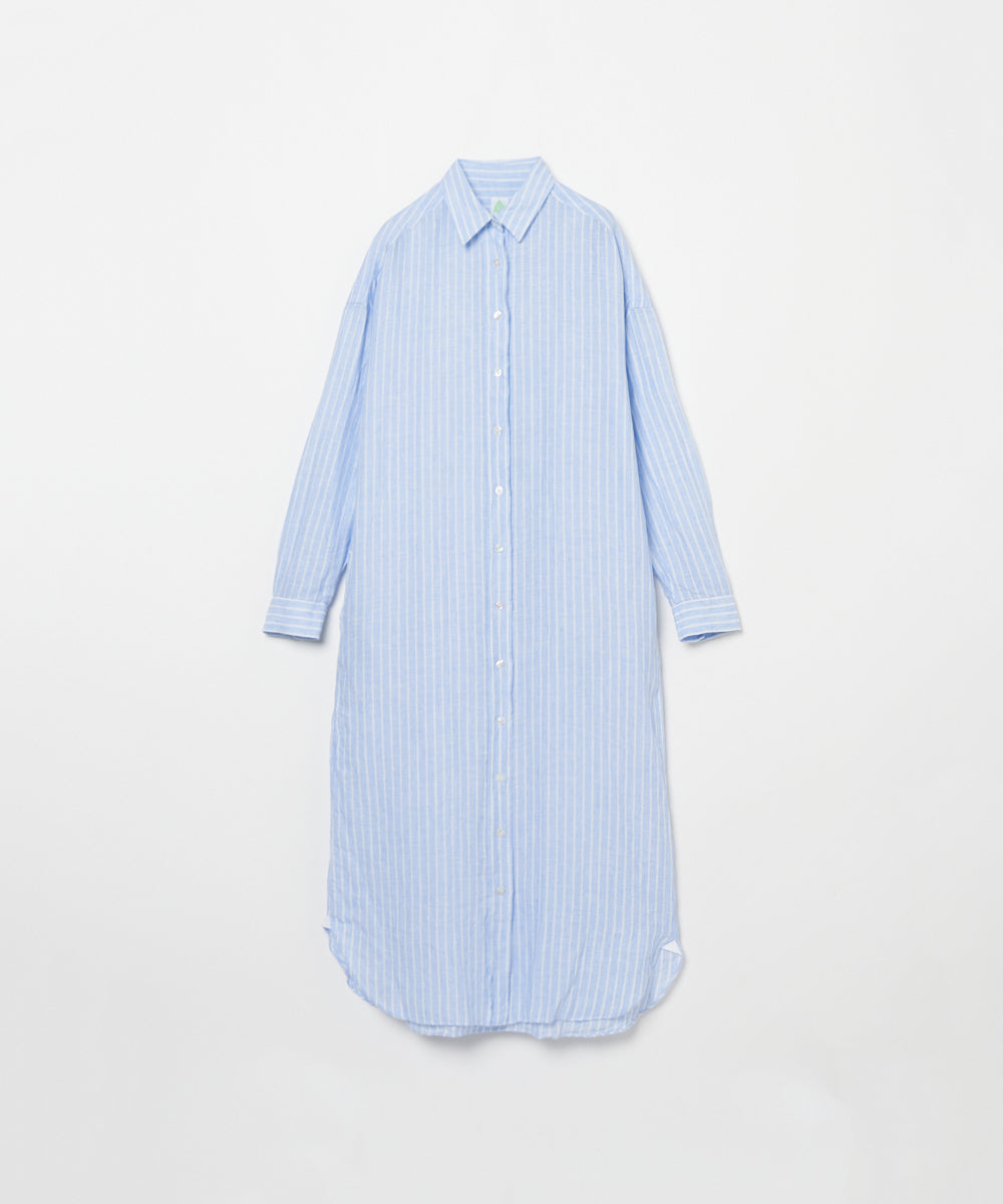 シャツワンピース ROSY 1 (ブルーxホワイトストライプ)