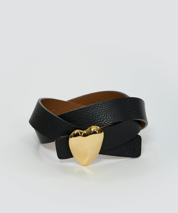 HEARTバックル ベルト GOLD/BLACK×BROWN (ゴールドブラックブラウン)