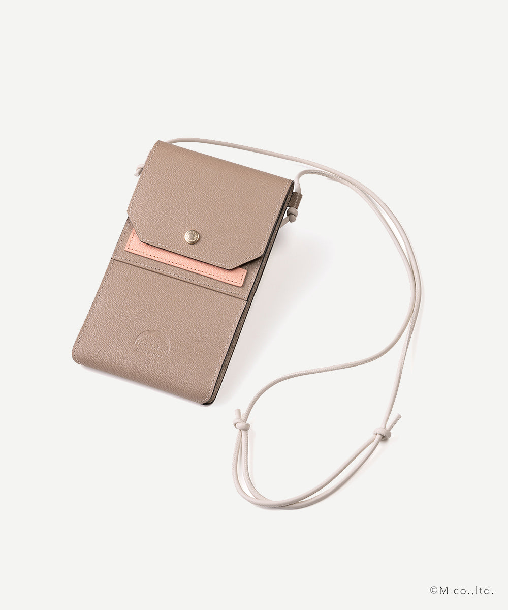 ラルコバレーノ　スマホショルダー　グレー×モカ×ベージュ　イタリア製 L'arcobaleno スマートショルダーウォレット – AMAN ONLINE STORE
