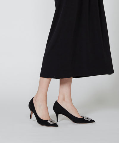 ANIMA アネッリフィッビア スウェード  パンプス 6.5cm BLACK
