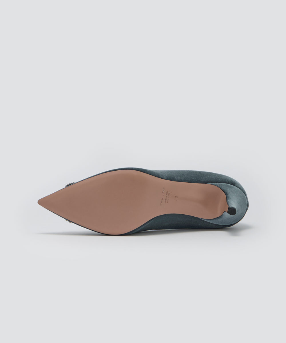 ANIMA アネッリフィッビア ベルベット パンプス 6.5cm BLUE GREY