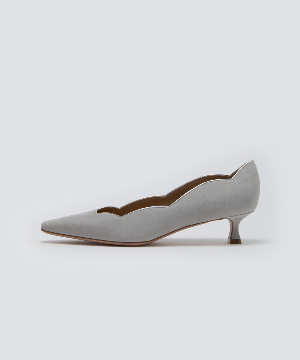 VENERE スカラップ パンプス 3.5cm LIGHT GREY