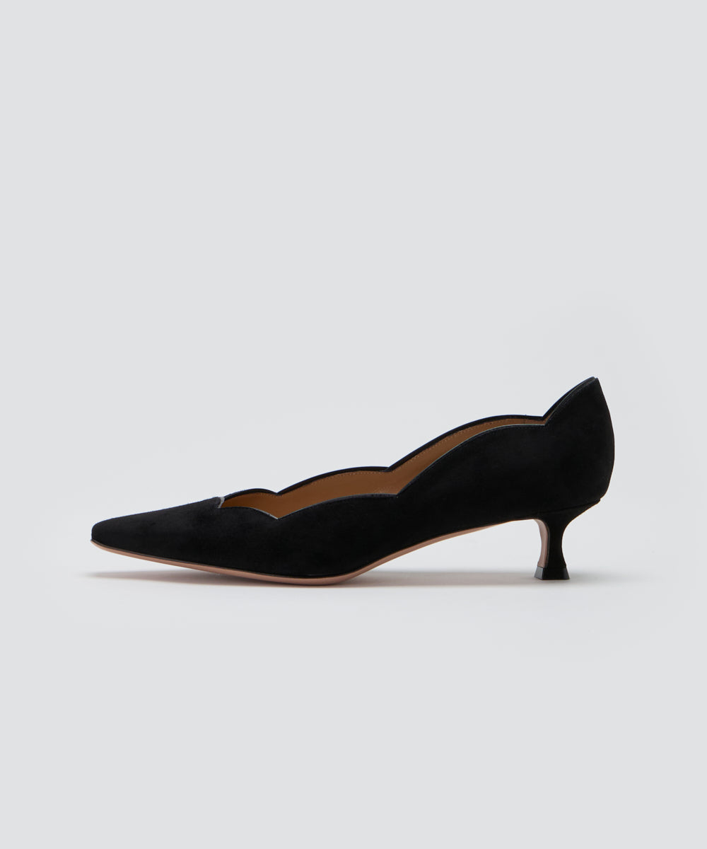 VENERE スカラップ パンプス 3.5cm BLACK