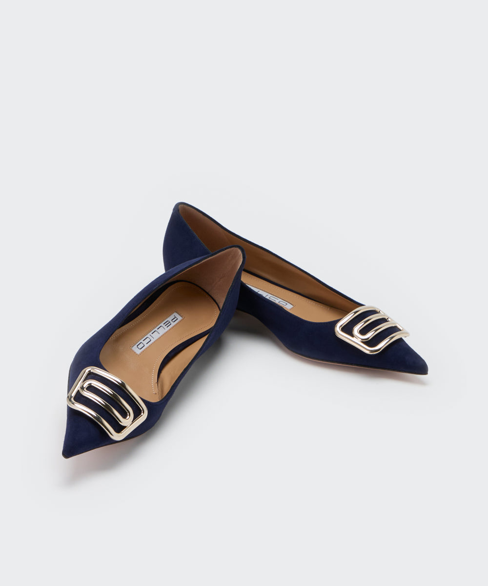PELLICO デュエ アネッリ スウェード パンプス 1.0cm NAVY