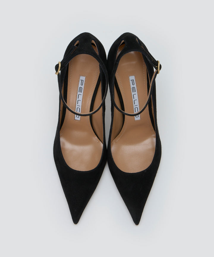 美品【PELLICO】黒 CUORE おしゃれヒールパンプス PELLICO アンクルストラップ パンプス 9.0cm BLACK パンプス