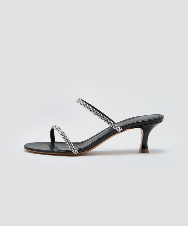 SAMI クリスタル ストラップ サンダル 5.0CM BLACK/SILVER
