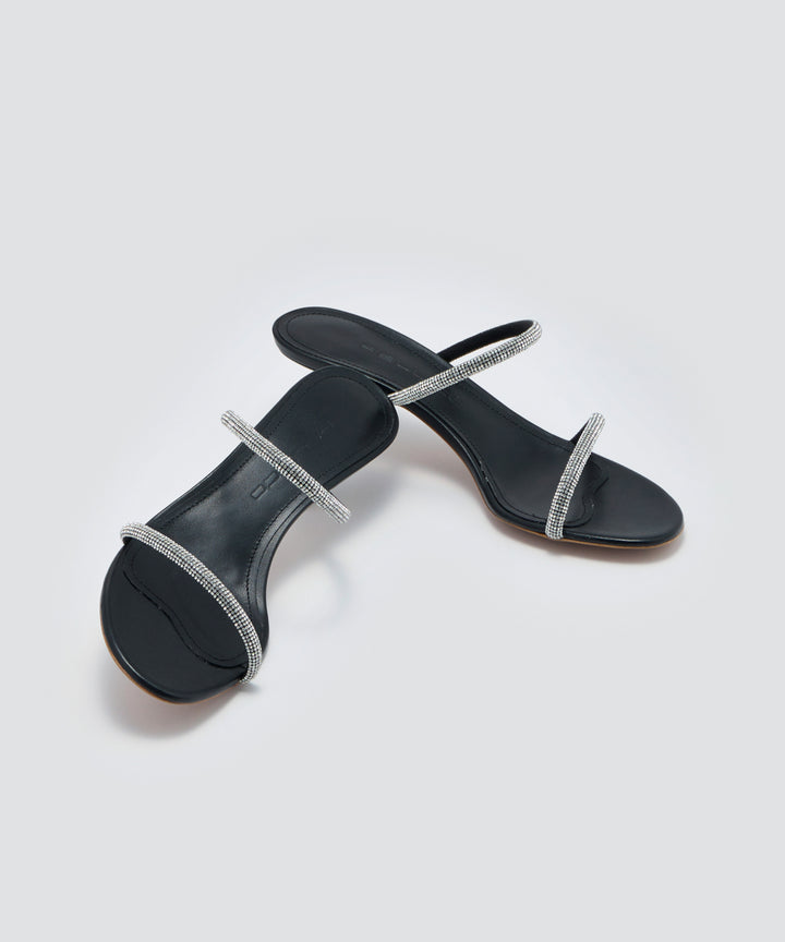 PELLICO クリスタル ストラップ サンダル 5.0cm BLACK/SILVER サンダル 
