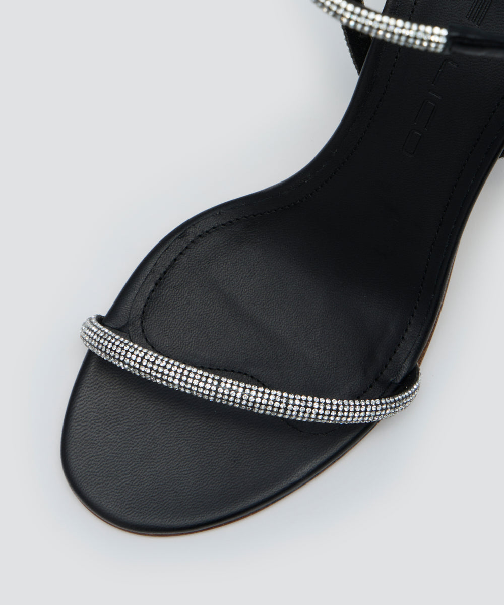 PELLICO クリスタル ストラップ サンダル 9.0cm BLACK/SILVER サンダル 