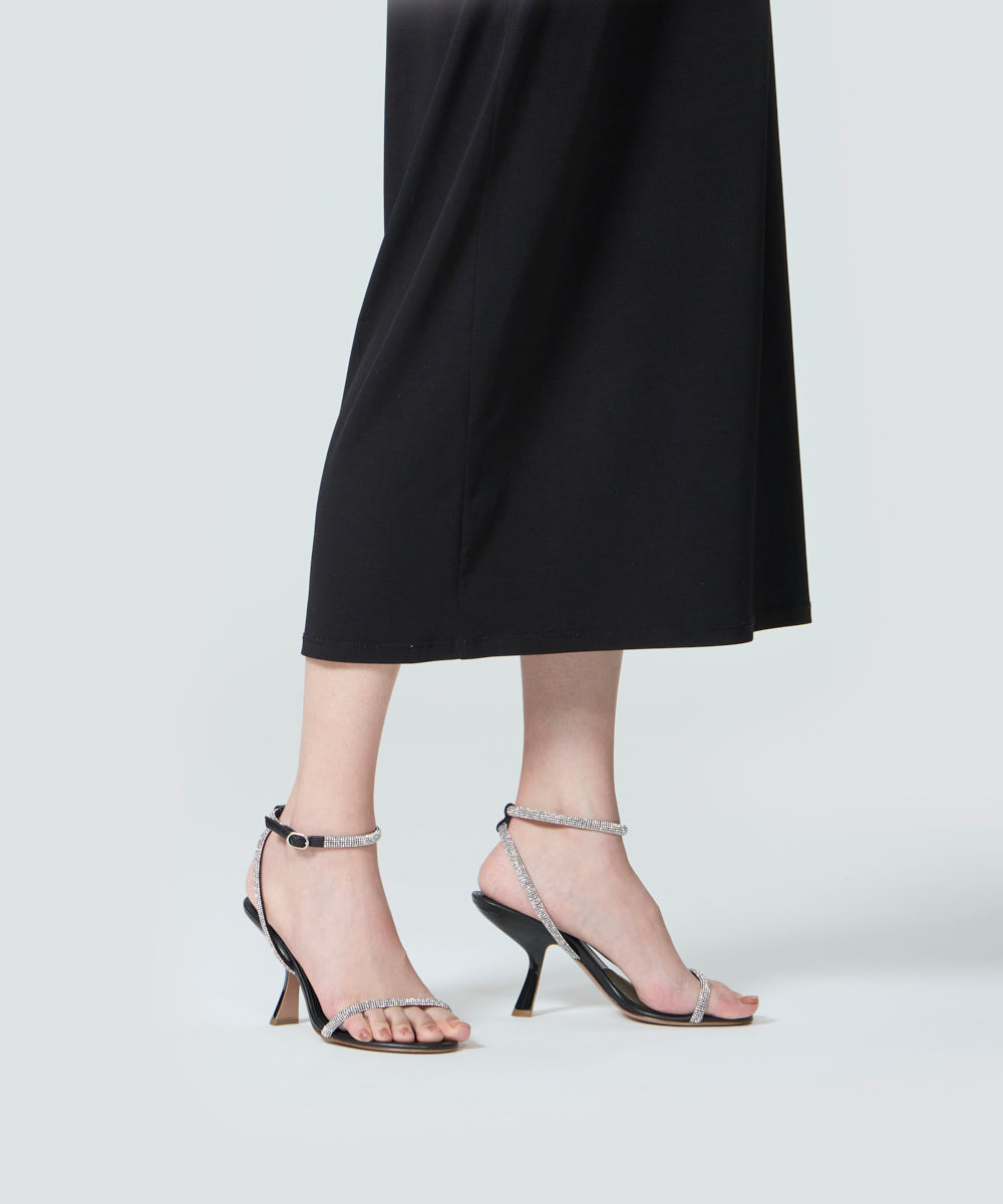 PELLICO クリスタル ストラップ サンダル 9.0cm BLACK/SILVER サンダル
