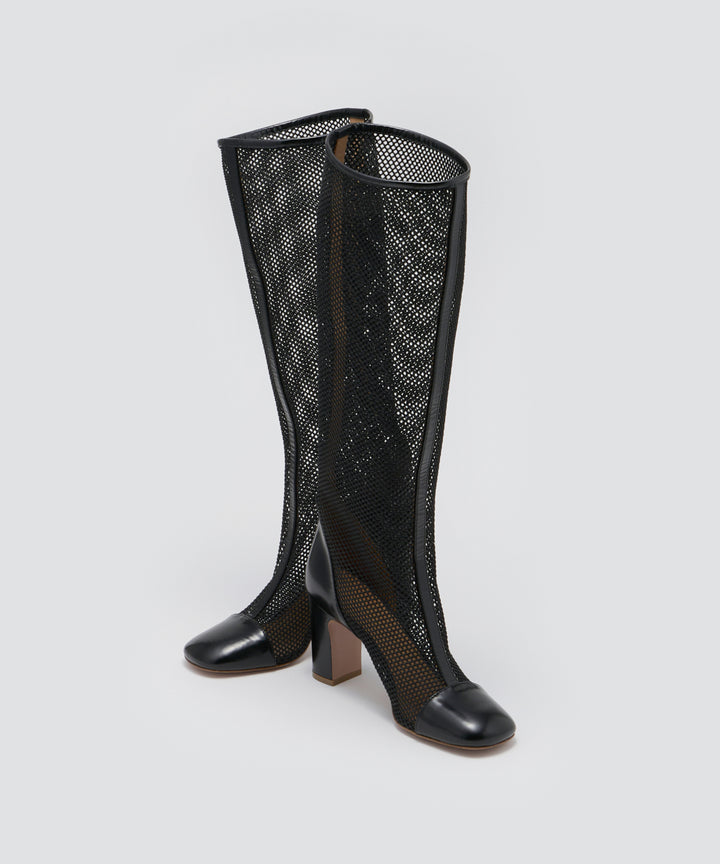PELLICO メッシュ ロングブーツ 8.0cm BLACK ブーツ AMAN ONLINE