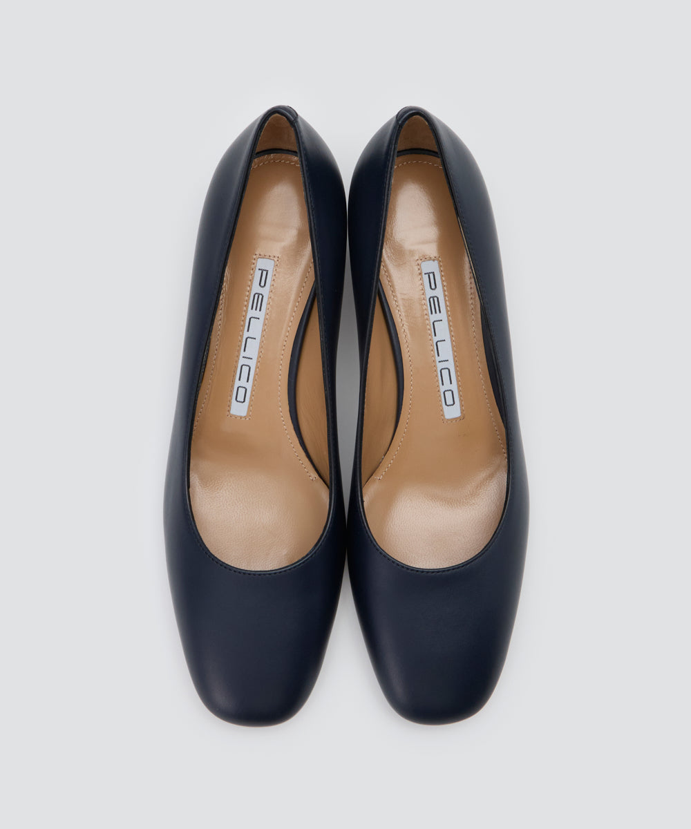 【PELLICO】ネイビースカラップパンプス PELLICO | スムース パンプス 4.0cm NAVY - アマンオンラインストア