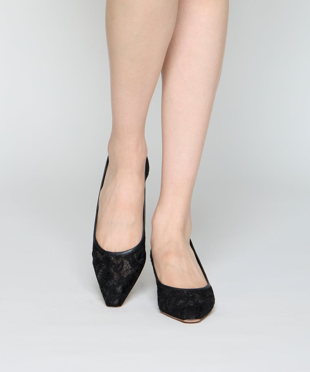 VENERE レース パンプス 3.5cm BLACK