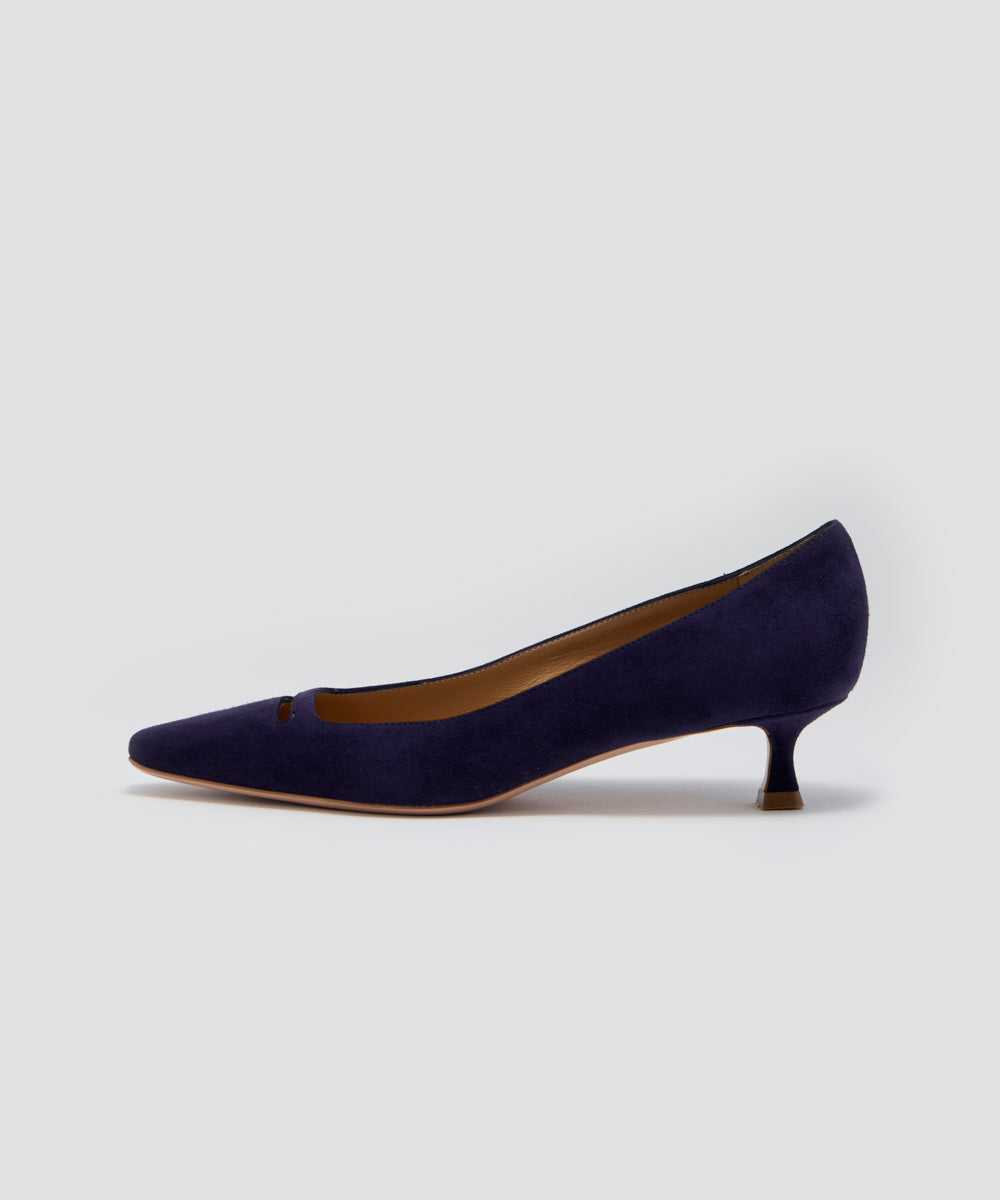 VENERE アネッリソレッラ スウェード パンプス 3.5cm NAVY
