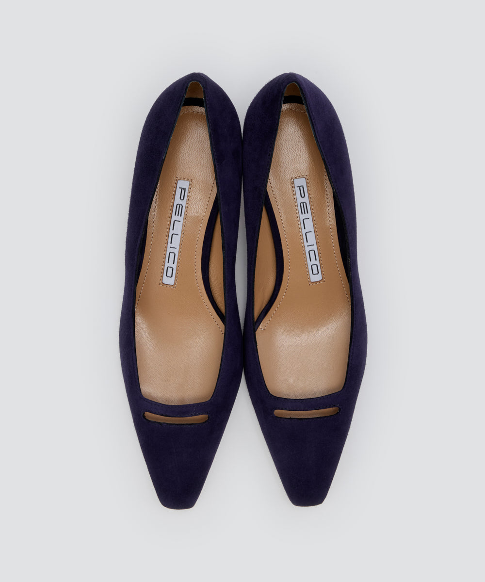 VENERE アネッリソレッラ スウェード パンプス 3.5cm NAVY