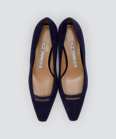 VENERE アネッリソレッラ スウェード パンプス 3.5cm NAVY
