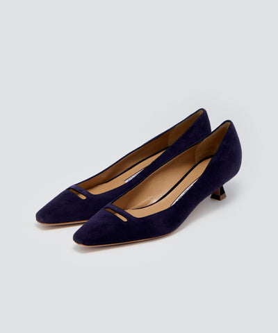 VENERE アネッリソレッラ スウェード パンプス 3.5cm NAVY
