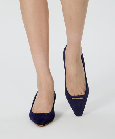 VENERE アネッリソレッラ スウェード パンプス 3.5cm NAVY