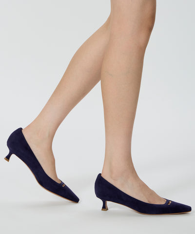 VENERE アネッリソレッラ スウェード パンプス 3.5cm NAVY
