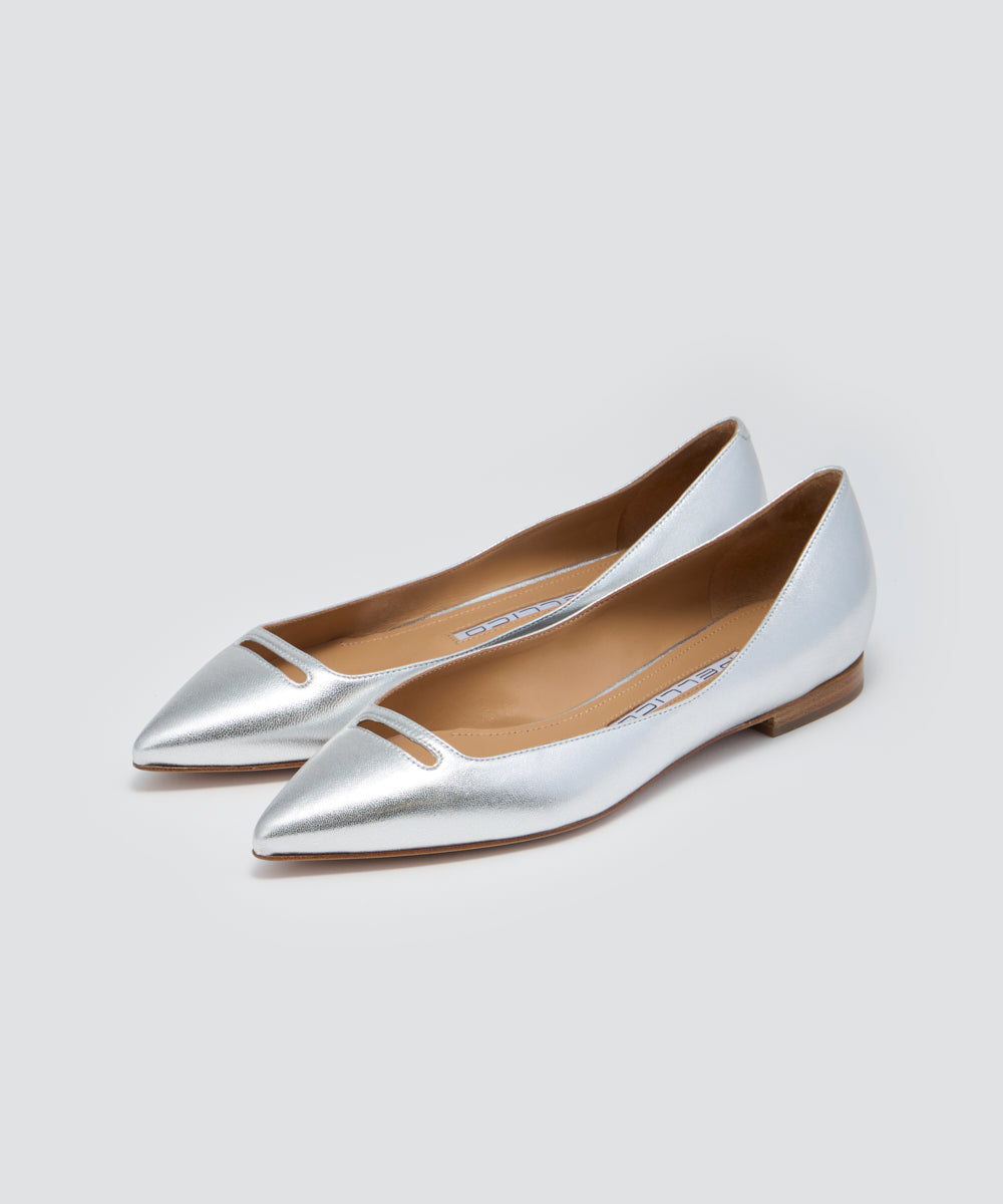【超美品】PELLICO アネッリ シルバー フラット パンプス 25 PELLICO | ANDREA アネッリ パンプス 1.0cm SILVER - アマンオンライン