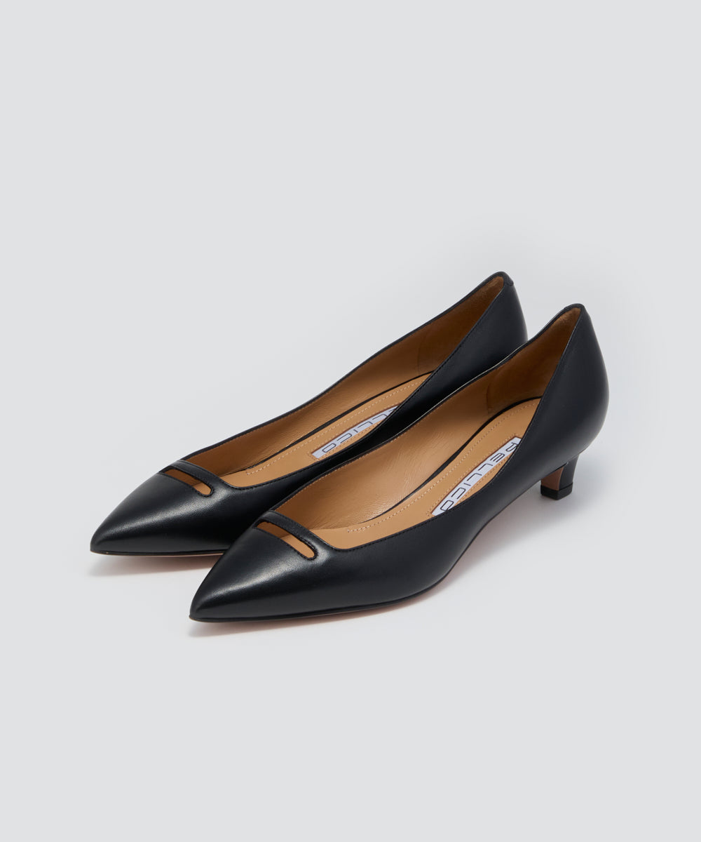 良品 ペリーコ アネッリ パンプス ブラック ポインテッドトゥ pellico ペリーコ PELLICO ANELLI フラットパンプス （BLACK） -靴