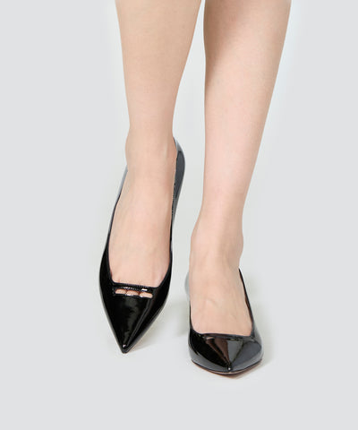 ANIMA アネッリ  エナメル パンプス 3.5cm BLACK