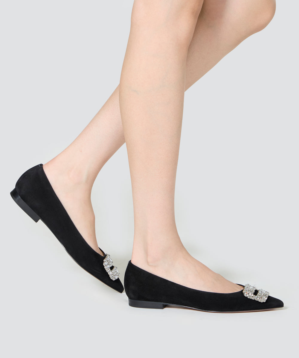 美品✨ペリーコ　フィッビア　千鳥柄　ポインテッドトゥ　フラットシューズ　黒×茶 PELLICO | アネッリフィッビア スウェード パンプス 1.0cm BLACK