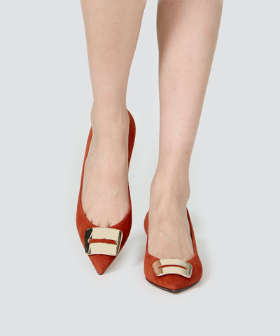 ANIMA アネッリフィッビア スウェード パンプス 3.5cm DARK ORANGE
